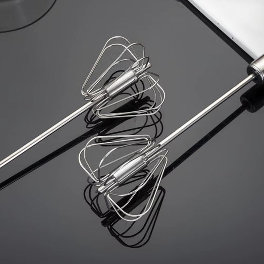 Elevate Your Baking Game with the Stainless Steel Semi-Automatic Rotary Whisk – Perfect for Cream and Eggs!
