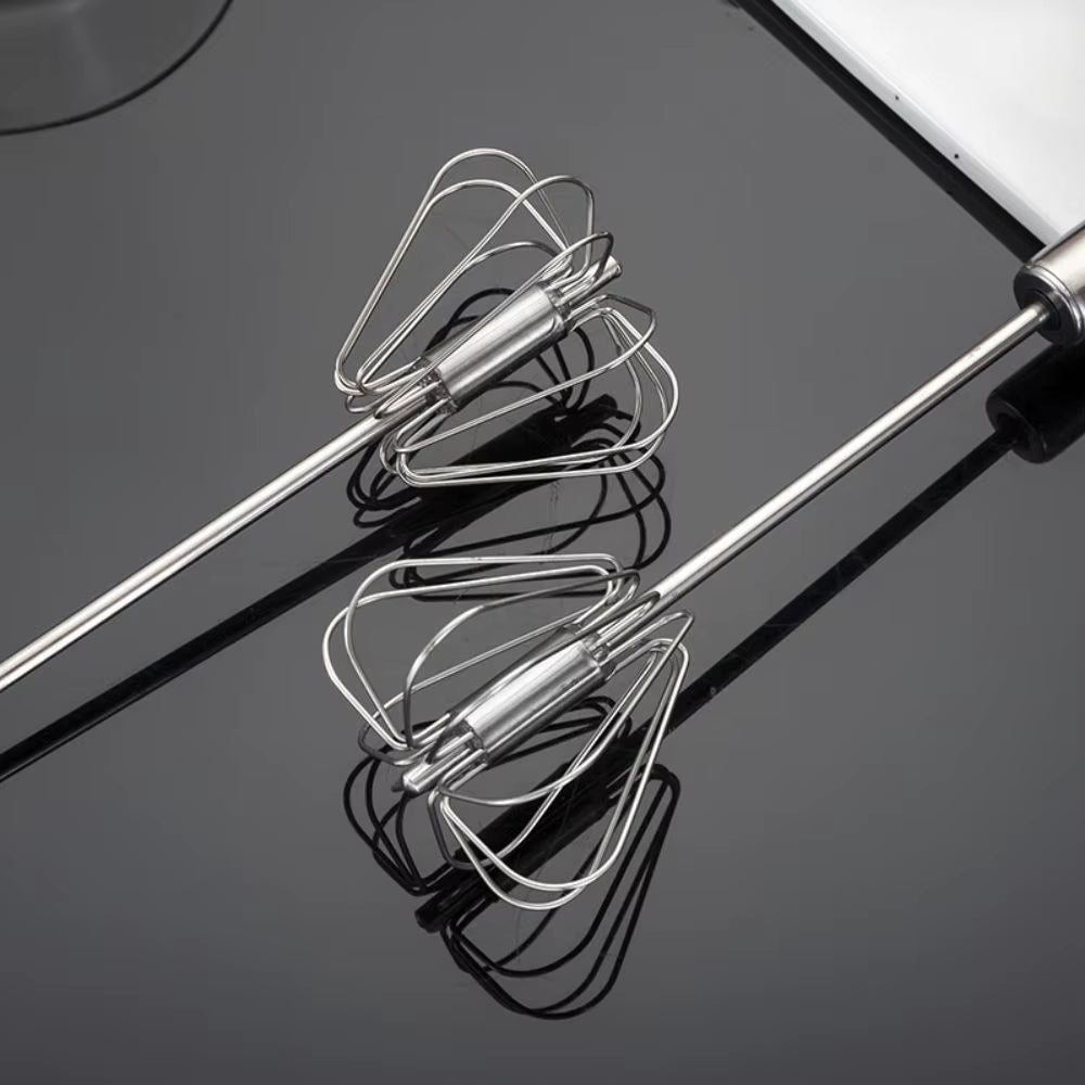 Elevate Your Baking Game with the Stainless Steel Semi-Automatic Rotary Whisk – Perfect for Cream and Eggs!