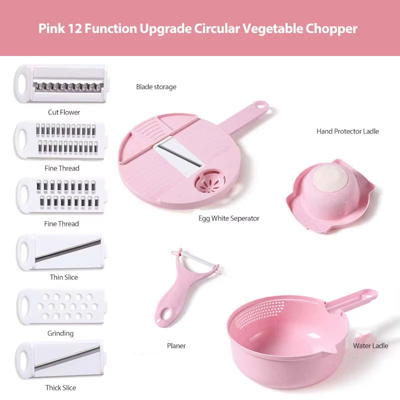 New Kitchen Multi-Functional Nine-In-One Vegetable Cutter 12-Piece Grater Potato Radish Shredder Vegetable Cutter Salad Utensils