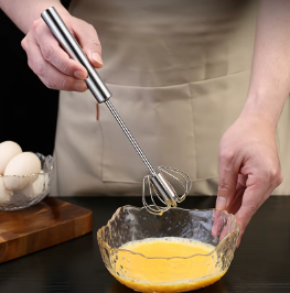 Stainless Steel Egg Beater Durable Semi-Automatic Mixer for Effortless Egg Cream Mixing Stirring and Beating for Kitchen Baking