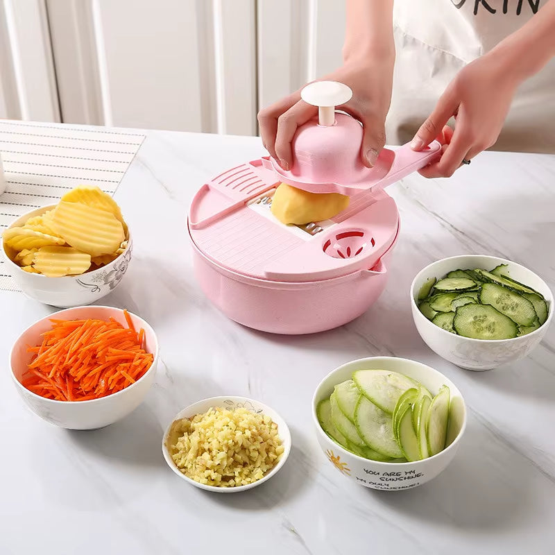 New Kitchen Multi-Functional Nine-In-One Vegetable Cutter 12-Piece Grater Potato Radish Shredder Vegetable Cutter Salad Utensils